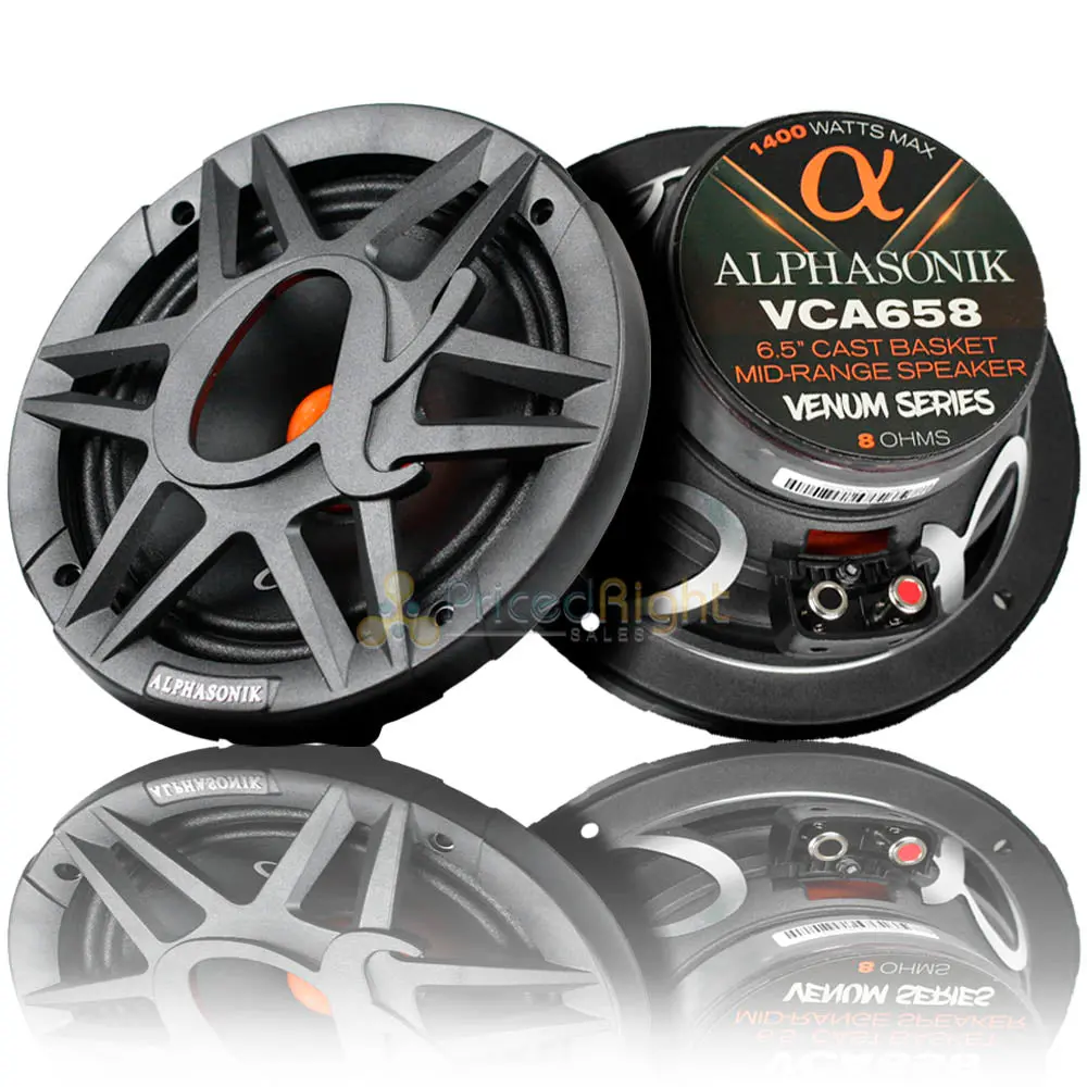 Alphasonik 6.5" Midrange Speakers 1400 Watts Max 8 Ohm Venum Series Vca658 Pair 1
