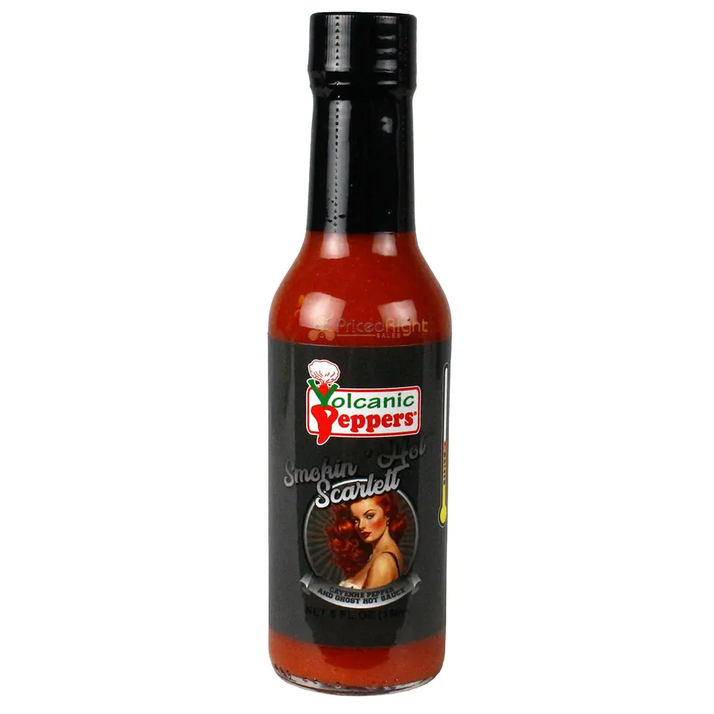 Volcanic Peppers Smokin' Hot Scarlett Smoked Cayenne And Ghost Hot Sauce 5 Oz 1