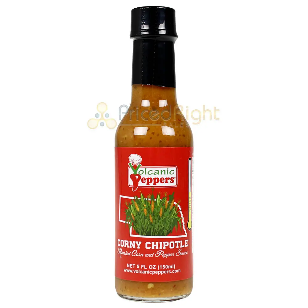 Volcanic Peppers Corny Chipotle Hot Sauce 5 Oz Bottle Roasted Corn Lime Vpcorn 1