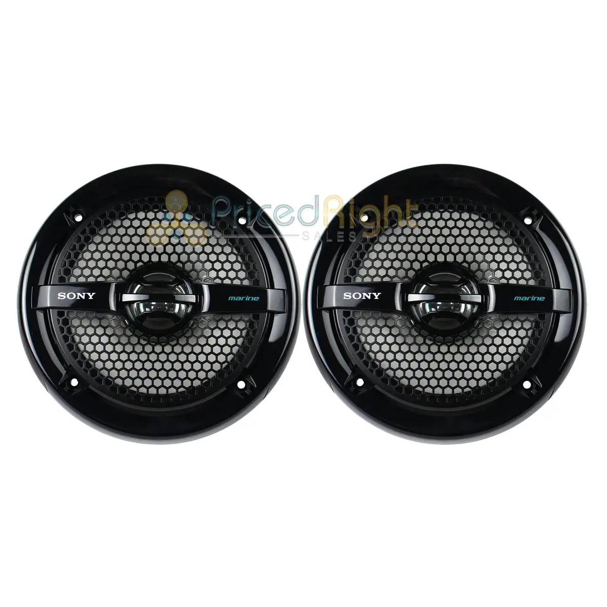 Sony 6.5" Black Marine Powersports Dual Cone Speakers Pair 140W Peak Xs Mp1611b 1