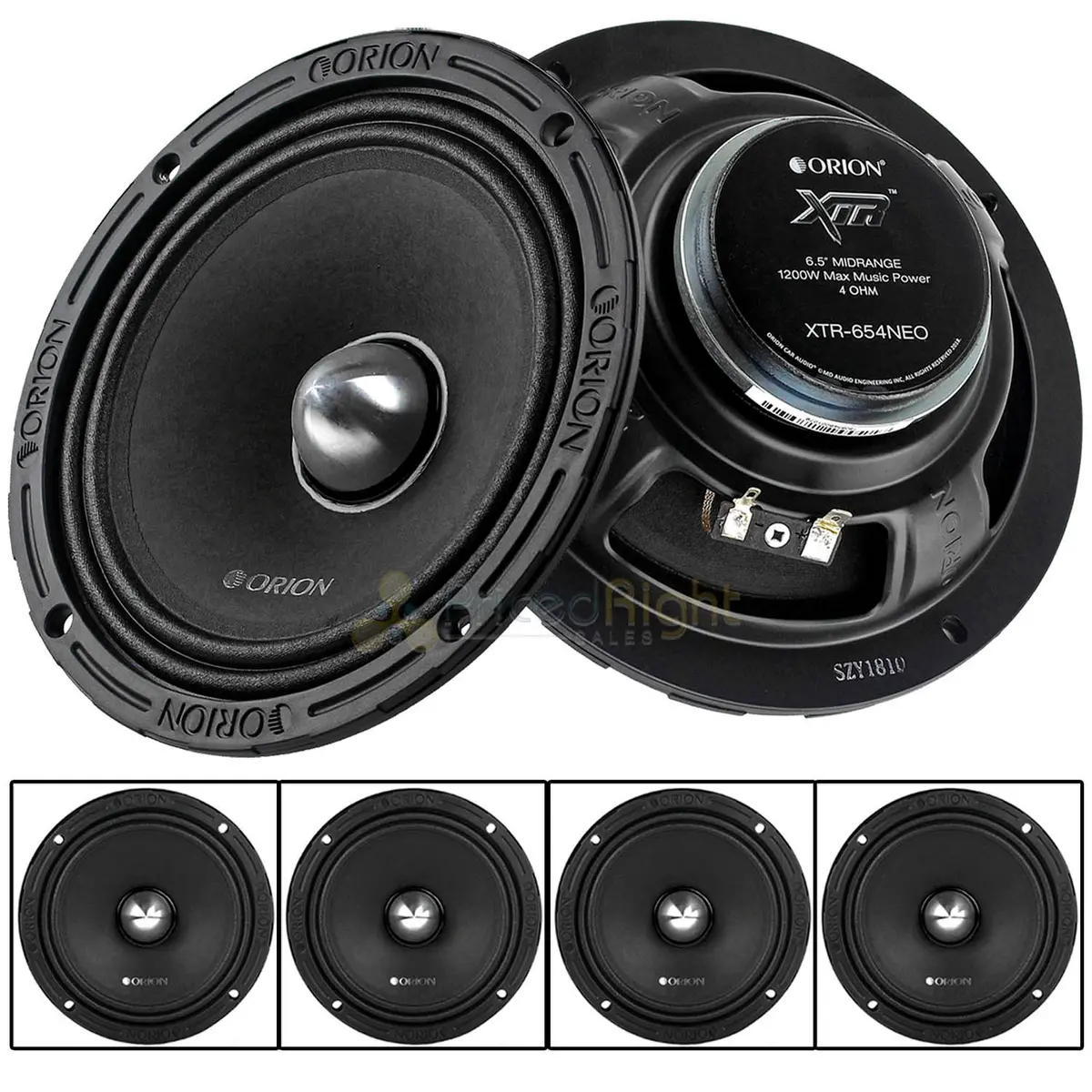 4 Pack Orion 6.5" Midrange Speakers 1200 Watts Max Power 4 Ohm Audio Xtr-654Neo 1