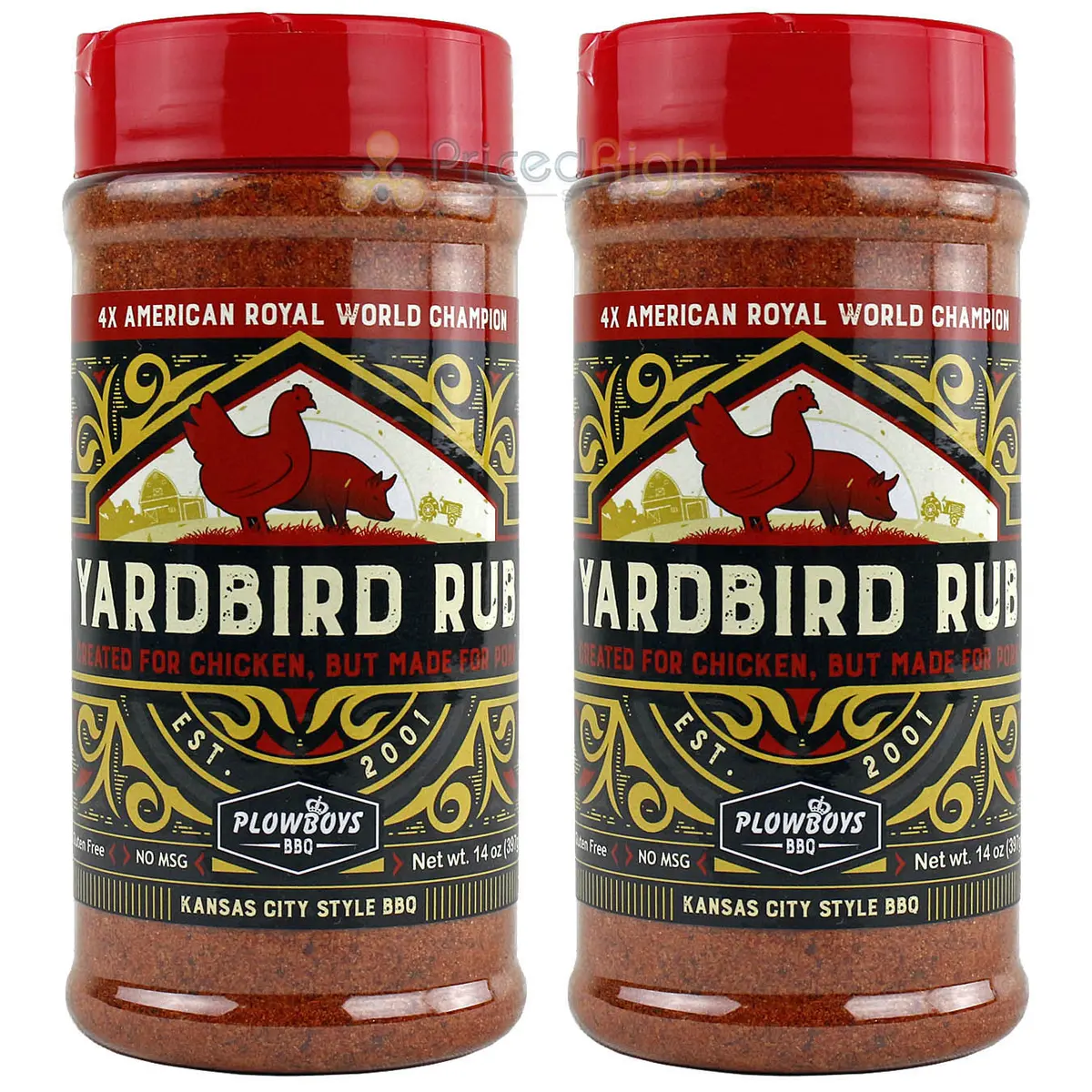 Plowboys 2 Pack Bbq Yardbird Seasoning Rub 14Oz Award Winning Barbeque Meat Rub 1