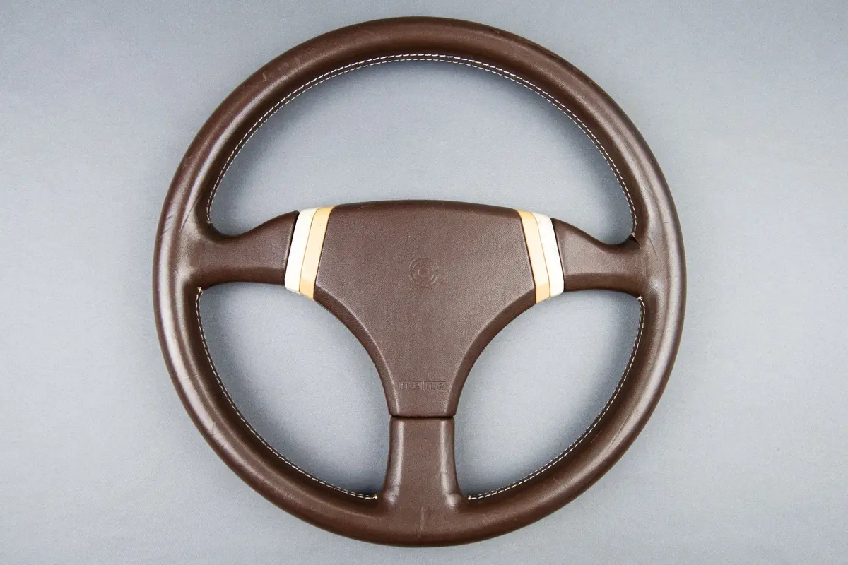 MOMO Brown Leather Steering Wheel – 360mm Race-Inspired Grip