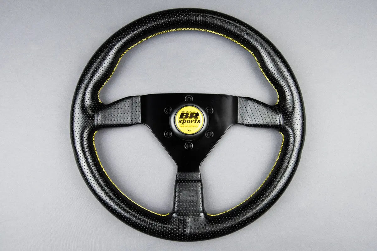 Black Racing Steering Wheel – 350mm Minimalist Track Design